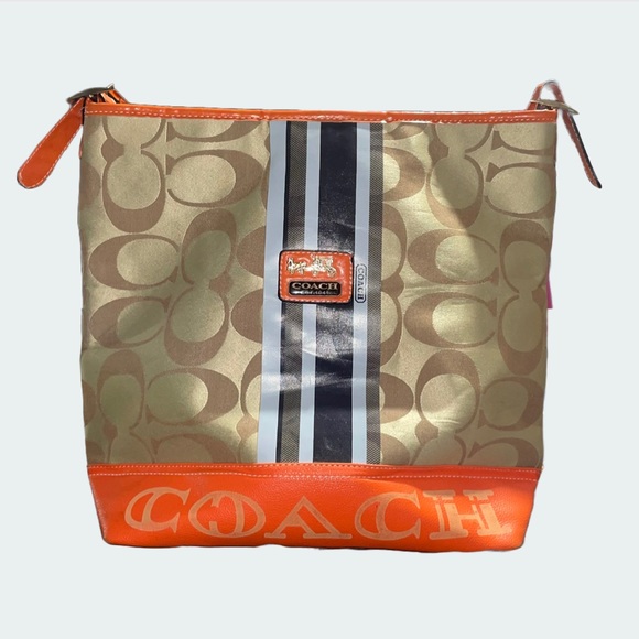 Coach Handbags - COACH Orange Tan Purse Buckle Strap Shoulder Bag